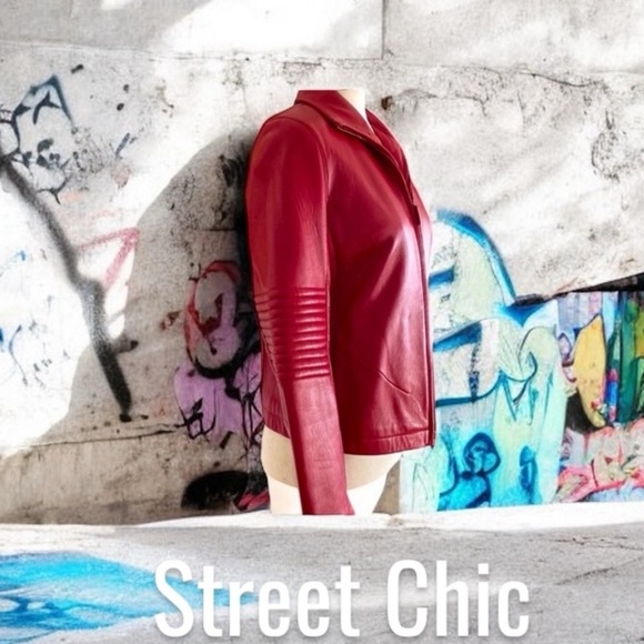 ❣️Leather Moto Jacket by Kenneth Cole ~ RARE Luxe Leather VHTF - Picture 6 of 15